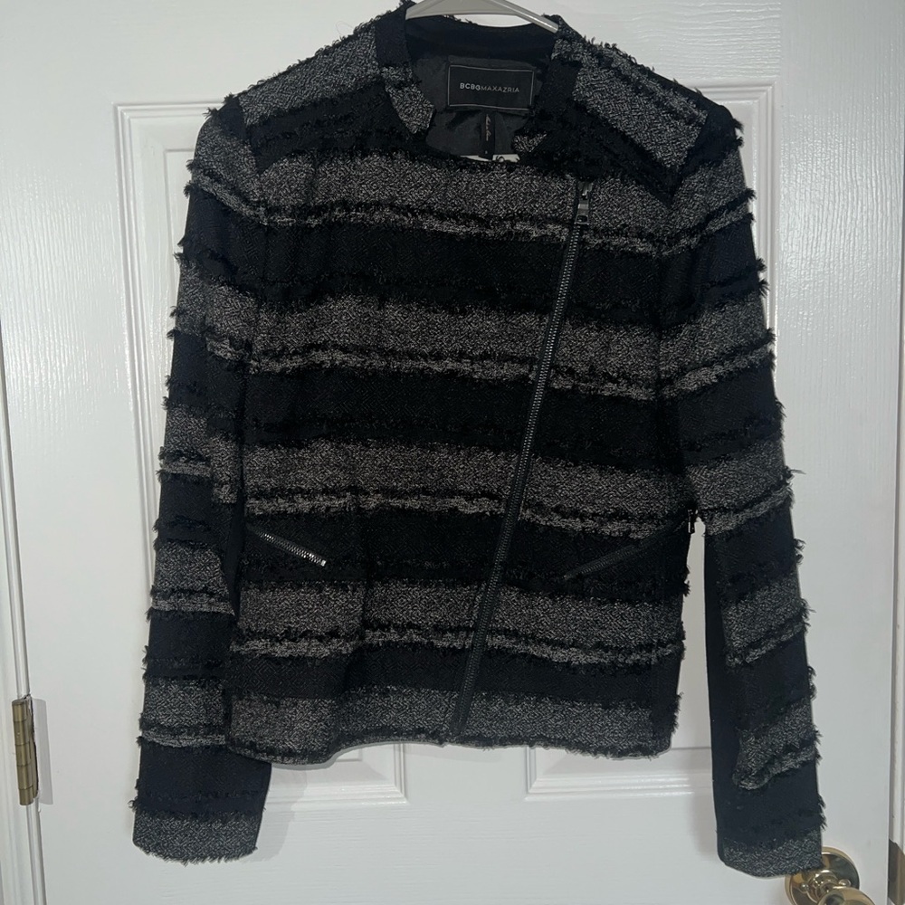 BCBGMaxAzria Black and Gray Textured Blazer